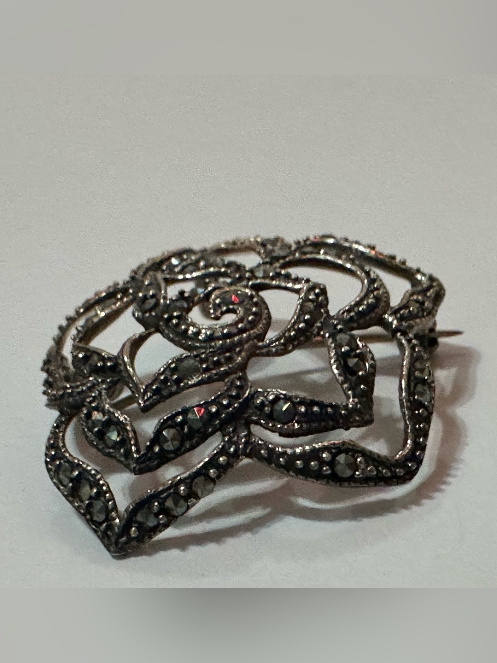925  Marcasite Rose Brooch - Elegant Women’s Jewelry